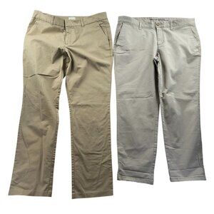 2 Gap Womens Khakis Pants10/30 Tank Straight Leg Flat Front Trousers Workwear